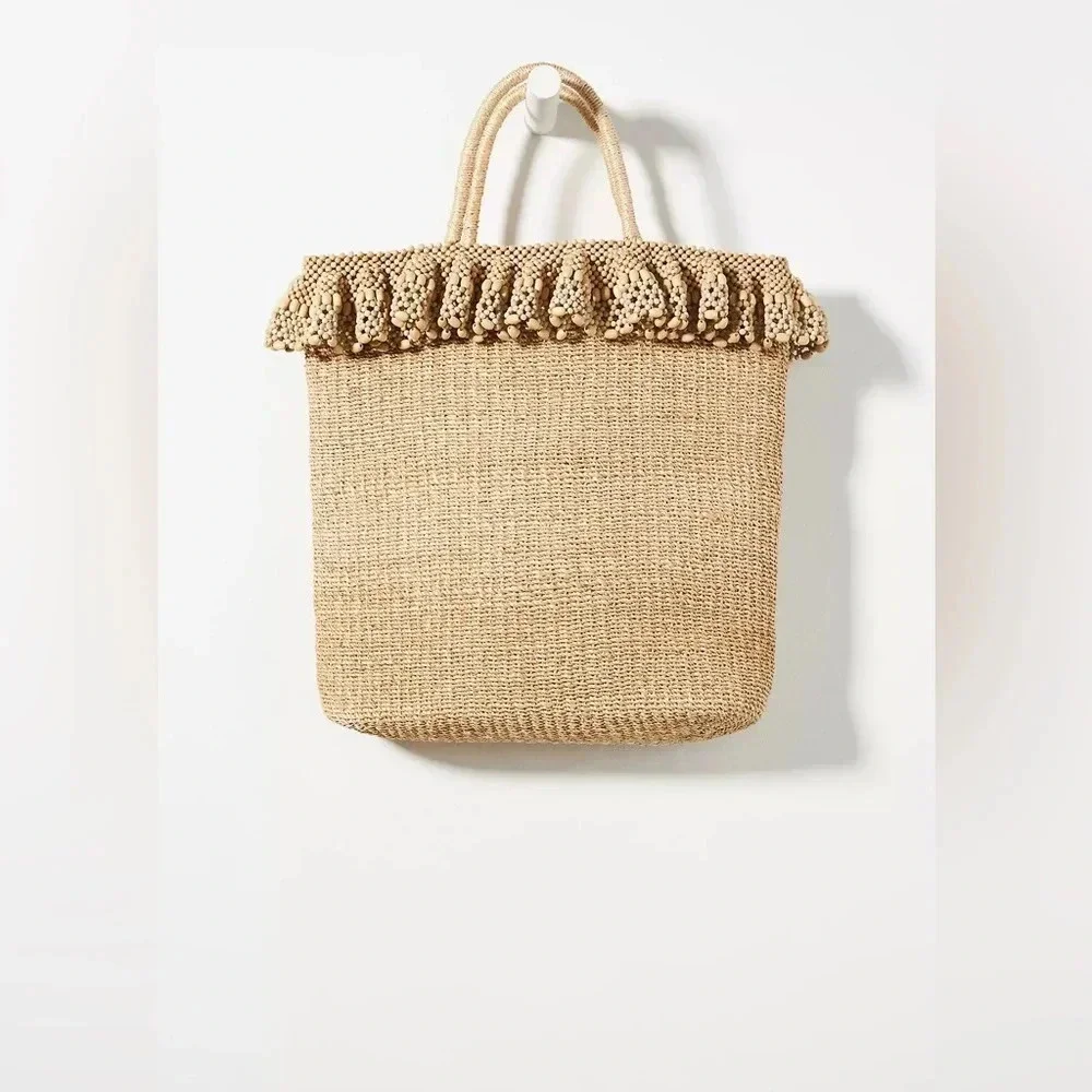 NWT Anthropologie Aranaz Ruffle-Trimmed Tote Bag